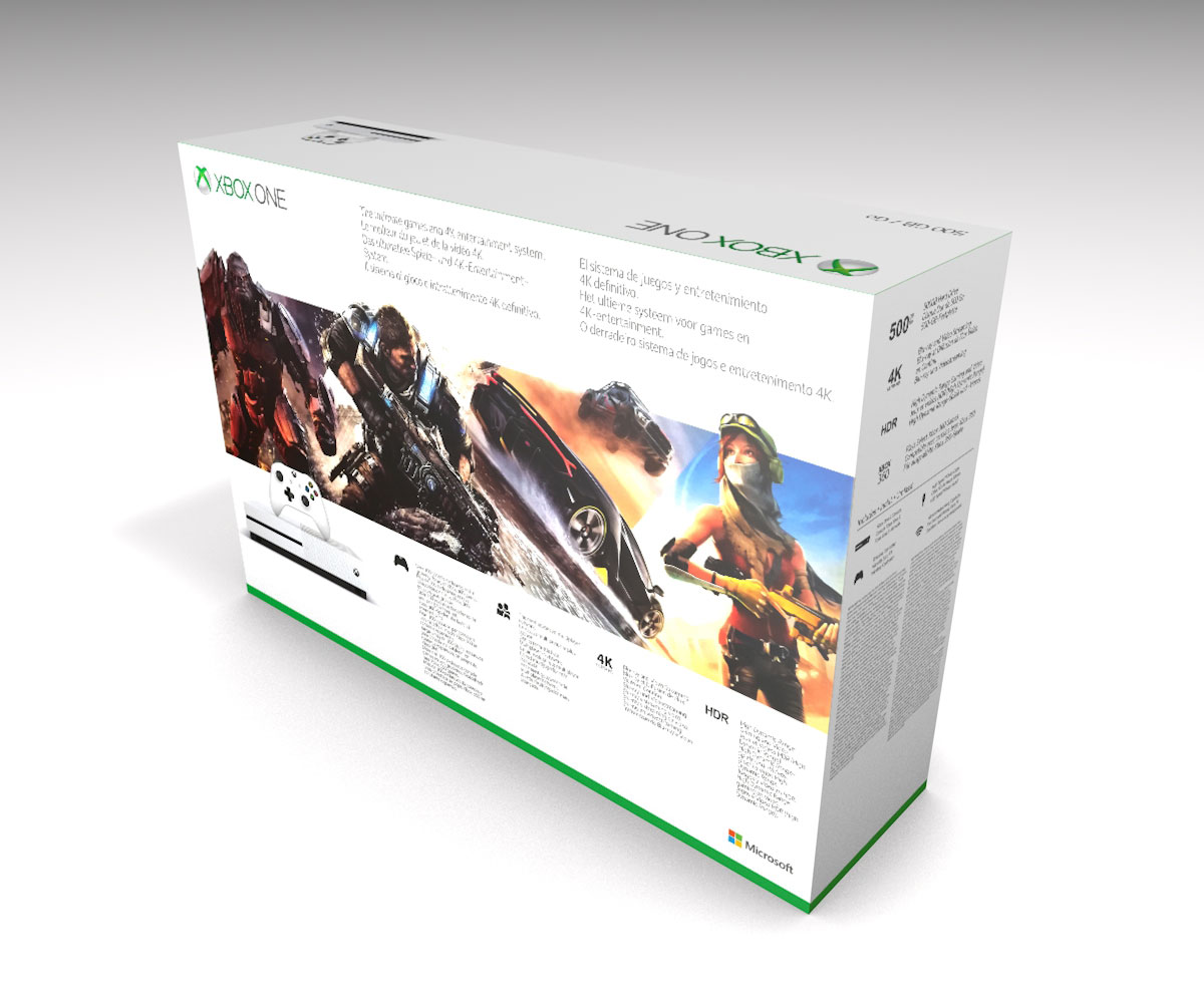 Xbox One S Weiß Konsolenbox, Xbox One S Weiss karton