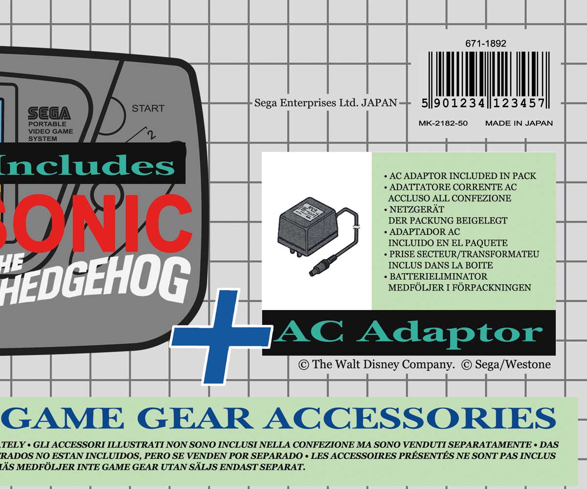Sega Game Gear Sonic Konsolenbox, Game Gear Sonic karton