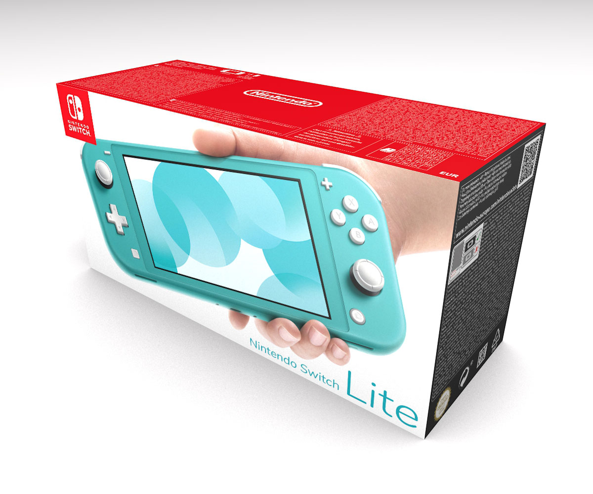Switch Lite Türkis Konsolenbox, Switch Lite Hellblau karton