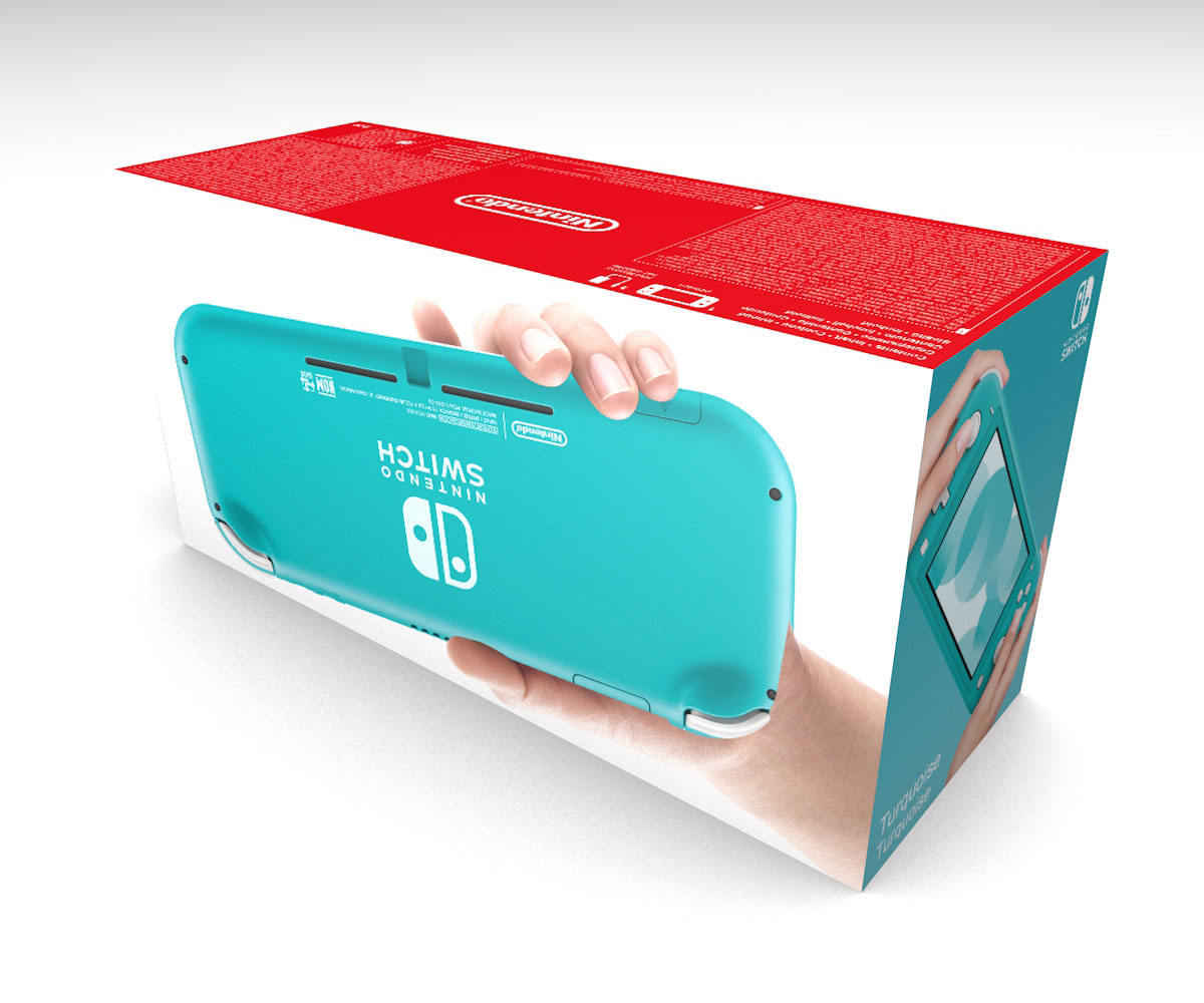 Switch Lite Türkis Konsolenbox, Switch Lite Hellblau karton