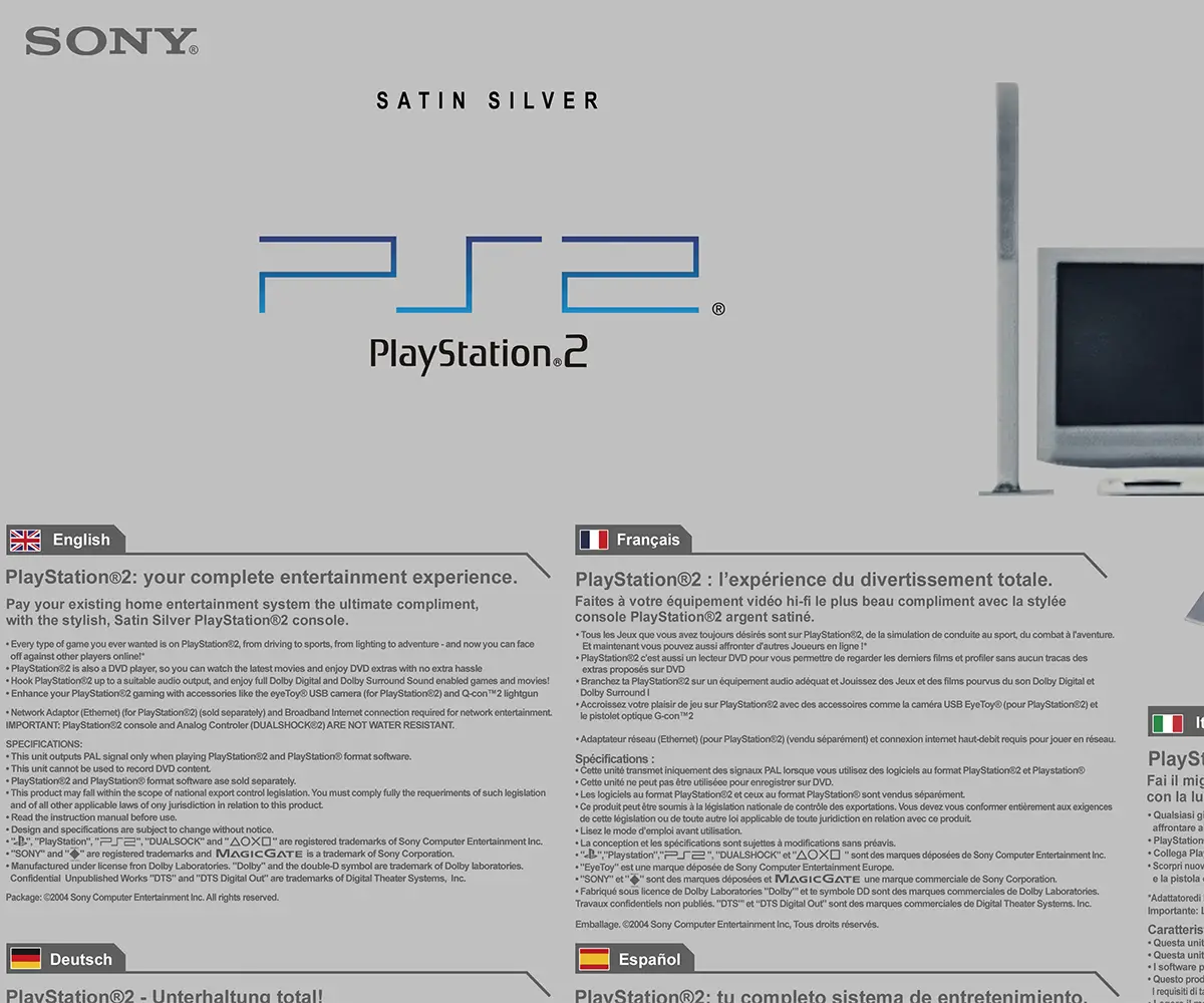 PlayStation 2 Fat PAL Silver 50004 Repro-Box